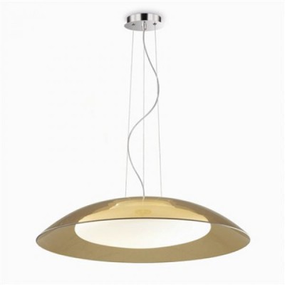 BANDA 640 Závěsné svítidlo, stropní krytka kov, povrch chrom, stínítko, horní sklo hnědá, dolní sklo opál mat, pro žárovku 3x60W, E27, 230V, IP20, sklio d=640mm, h=290, vč lank závěsu l=1200mm, lze zkr
