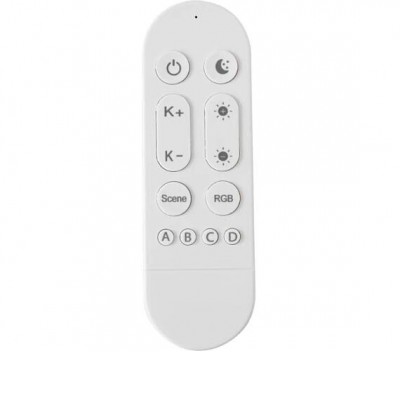 RF DO Tuya, WiFi, Bluetooth Beacon RF dálkový ovladač smart Tuya, WiFi, Bluetooth Beacon, pro svítidla, funkce zap/vyp, CCT nastav. teplota svícení, stmívání, RGB, plast bílá.
