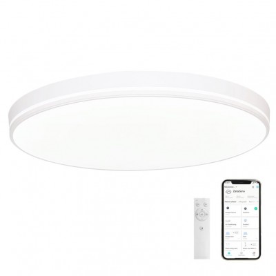 Stropní svítidlo Stropní svítidlo, bílá, difuzor opál, LED 48W, 3360lm, dálk ovl. včetně., nebo aplikací v telefonu TUYA WiFi, stmívatelné,  nast CCT  teplá 2700K - denní 6400K, Ra80, 230V, IP20, d=510mm, h=70mm