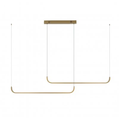 LED 53W Tuya ZigBee CCT Závěsné svítidlo, kov, zlatá, dif plast opál, LED 53W, 3640lm, smart TUYA, Zigbee 3.0, dálk ovl. (souč.) nebo tel. CCT nast teplota teplá 3000K-denní 6000K, stmív, 1600x55mm, vč. záv. lank l=1500mm.