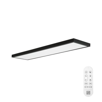 PL 50W Tuya-WiFi, 120x30, IP44 Stropní přisazené svítidlo, těleso kov, povrch bílá/černá, dif plast opál, LED 50W, 5200lm, dálk ovl. Beacon (včetně), nebo tel. TUYA WiFi, nast CCT  teplá 3000K-denní 6000K, stmív., Ra80, 230V, IP44, rozměry 1200x300x38mm.