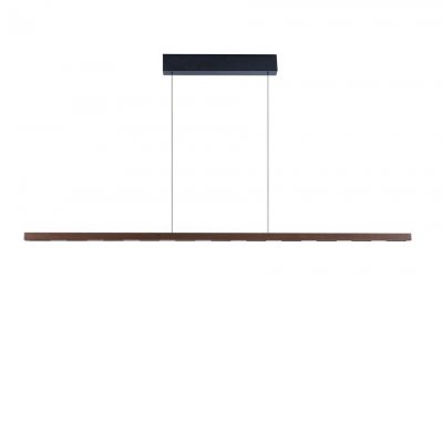 LED 37W Závěsné svítidlo, ovládání senzorem, kov, povrch černá/bílá a dřevo tmavé/světlé, LED 37W, 5470lm, teplá 3000K, stmívatelné, Ra90, 230V, IP20, rozměry 1570x33×31mm, vč. záv. lanka l=1500mm, lze zkr, svítí nahoru/dolů.