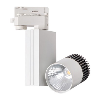 TATER BODOVÉ svítidlo LED 11W DO 3F LIŠTY Bodové svítidlo, nastavitelný směr svícení, těleso hliník, povrch bílá, detaily černé, LED 11W, neutrální 4000K, 750lm, Ra80, 230V, IP20, hlavice d=73mm, 80x120x150mm, do 3F lišty