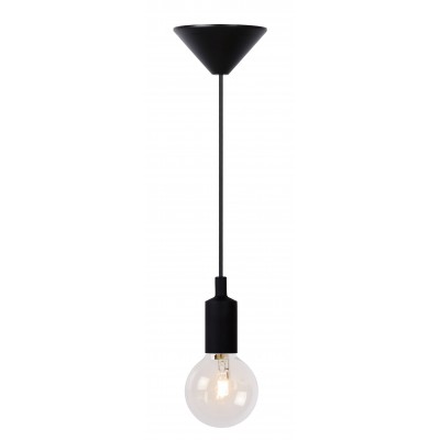 SKIVE I Závěsný kabel s objímkou, těleso plast, povrch černá, pro žárovku 1x60W, E27, 230V, IP20, tř.1, rozměry: základna d=118mm, délka závěs. kabelu l=1000mm, lze zkrátit.