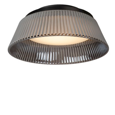 DULPA 18W Stropní svítidlo, těleso kov, povrch černá, difuzor sklo opál, stínítko sklo kouřová, LED 18W,  teplá 2700K, 351lm, stmív., 230V, IP20, tř.1, rozměry d=350mm, h=175mm.