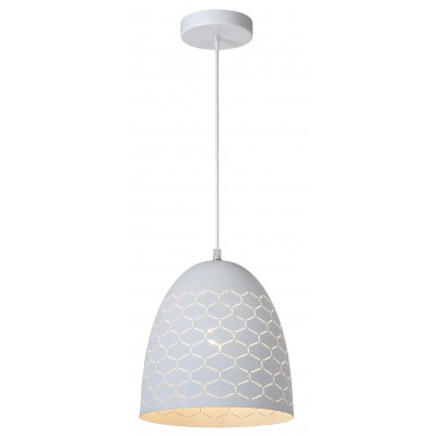 TONDER I Závěsné svítidlo, lustr, těleso kov, povrch bílá, pro žárovku 1x60W, E27, 230V, IP20, rozměry d=240mm, h=255mm, vč. závěs kabelu h=1820mm, lze zkrátit.