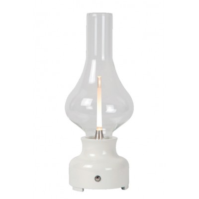CHROMO TL 2W na batrie Stolní lampa na baterie, těleso plast bílá, krycí sklo čiré, LED 2W, teplá 3000K, 122lm, stmív. pomocí spínače na tělese, 230V, IP20, tř.3, rozměry d=120mm, h=300mm, pomocí microUSB lze nabíjet.