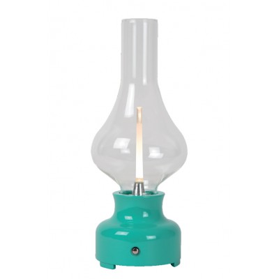 CHROMO TL 2W na batrie Stolní lampa na baterie, těleso plast tyrkysová, krycí sklo čiré, LED 2W, teplá 3000K, 122lm, stmív. pomocí spínače na tělese, 230V, IP20, tř.3, rozměry d=120mm, h=300mm, pomocí microUSB lze nabíjet.