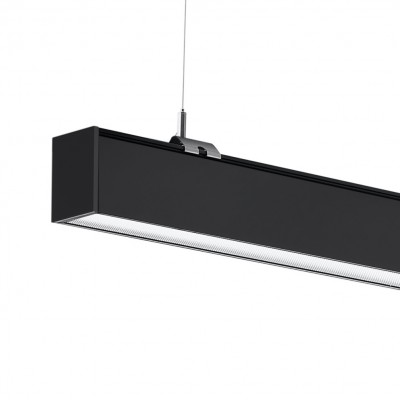 FERRATO 25W + 2W, UGR<19 Stropní závěsné svítidlo, hliník, černá, LED dolů 25W, 3500lm, nahoru, 2W, neutrální 4000K, vyzař. úhel  dolů 42°, nahoru 90°, UGR<19, Ra80, 230V, IP40, 35x70mm, l=1200mm, svítí nahoru/dolů