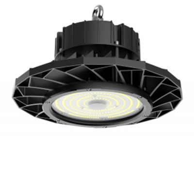 UFO HIGH BAY 150W, IP65 Průmyslové svítidlo, těleso hliník, povrch černá, kryt plast čirý, LED 150W, 24000lm, 160lm/W, neutrální 4000K, Ra80, stmívatelné 1-10, vyzař. úhel 120°, 230V, PF>0.9, IP65, rozměry d=330mm, h=100mm