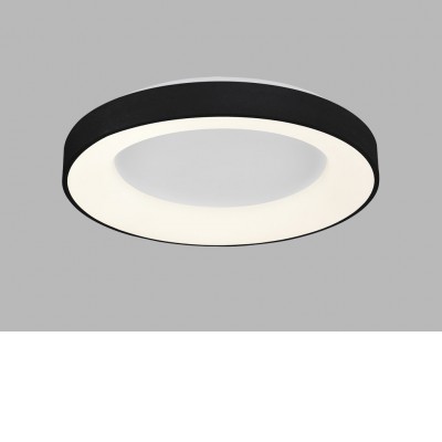 CAHORS LED CCT 3000K/4000K kruhové Stropní svítidlo, těleso hliník, povrch černá, difuzor plast opál PMMA, LED 50W, 3450lm, přepínatelná teplita CCT teplá 3000K, neutrální 4000K, Ra80, stmív DALI, 230V, IP20, rozměry d=600mm, 