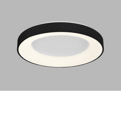 CAHORS Stropní svítidlo, těleso hliník, povrch černá, difuzor plast opál PMMA, LED 50W, 3450lm, TW Tnnable white CCT teplá 3000K, neutrální 4000K, Ra80, stmív ZigBee, 230V, IP20, rozměry d=600mm