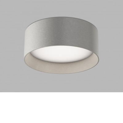 PROM 15W DALI/PUSH Stropní svítidlo, hliník, povrch nikl, dif plast opál, LED 15W, 1350lm, teplá 2700K, stmívání DALI/PUSH, UGR<19, Ra90, 230V, IP20, rozměry d=120mm, h=64mm.