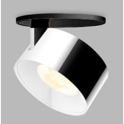 CANNES LED 11W Stropní podhledové bodové svítidlo vyzař úhel 30°, nastavitelný sklon svícení 90°, hliník, povrch černá/chrom, LED 11W, 770lm, teplá 3000K, Ra80, stmív CASAMBI, 230V, IP20, rozměry d=77mm, h=77mm