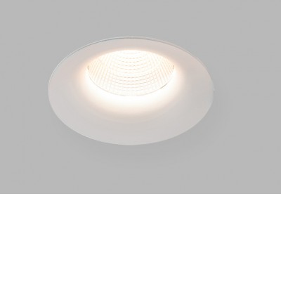 GOGO C 9W IP44 DALI-PUSH Stropní podhledové bodové svítidlo, těleso hliník, bílá, LED 9W, 735lm, teplá 2700K, stmív. DALI-PUSH, vyzař. úhel 60°, UGR<19, Ra90, 230V, do koupelny IP44, rozměry d=82mm, h=52mm.