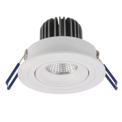Podhledové bodové svítidlo LED Vestavné, stropní svítidlo, výklopné +-20°, těleso hliník, povrch bílá, LED 6W, 650lm, teplá 3000K, Ra80, stmív DALI/PUSH, 230V, IP20, tř.1, rozměry d=92mm, h=61mm
