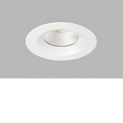JAWORR 8W IP65 TRIAC Stropní podhledové bodové svítidlo, těleso hliník, bílá, LED 8W, 735lm, neutrální 4000K, stmív. TRIAC, vyzař. úhel 60°, Ra90, 230V, do koupelny IP65, rozměry d=80mm, h=40mm.
