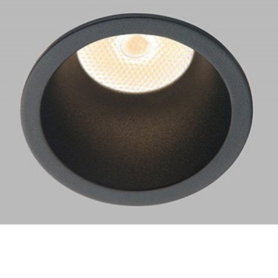 SSONE LED 10W, IP44 Vestavné zápustné svítidlo, kruh, těleso hliník, povrch černá, difuzor plast, LED 10W, 850lm, teplá 3000K, Ra80, stmívatelné TRIAC, 230V, do koupelny IP44, rozměry d=75mm, h=85mm