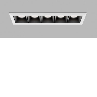 CERGY 10W CCT Podhledové zápustné svítidlo, těleso hliník, povrch černá, rámeček bílá, LED 5x2W, 1400lm, přepín CCT teplota teplá 3000K-neutrální 4000K, Ra90, UGR<19, 230V, IP20, rozměry 147x50x45mm.