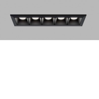 CERGY 10W CCT Podhledové zápustné svítidlo, těleso hliník, povrch černá, rámeček černá, LED 5x2W, 1400lm, přepín teplota CCT-TW teplá 3000K-neutrální 4000K, stmív. DALI, Ra90, UGR<19, 230V, IP20, 147x50x45mm.