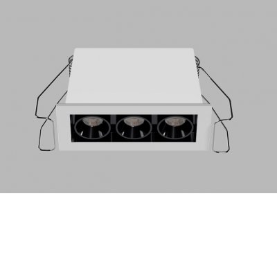 VENLOS 6W CCT Podhledové bodové svítidlo, hliník, rámeček bílá, buňky černá, LED 6W, 480lm, přepín CCT teplá 2700K/3000K/neutr 4000K, Ra90, UGR<19, 230V, IP20, rozměry 69x40x31mm.