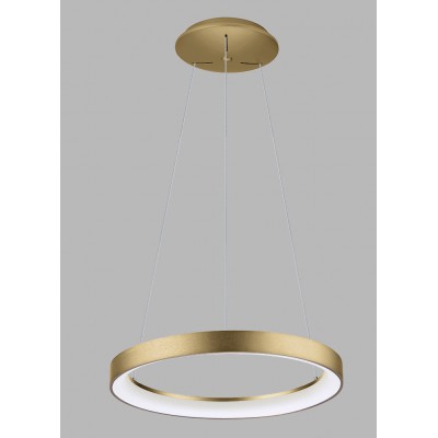LEGNICA S Závěsné svítidlo, hliník, zlatá, difuzor plast opál, LED 60W, 4200lm, přepín. teplota CCT teplá 3000K, neutrální 4000K, stmív. DALI-PUSH, 230V, IP20, rozměry d=780mm, vč závěs lanka l=2500mm, lze zkr.