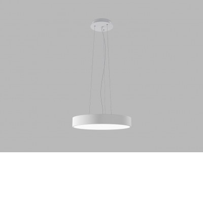 CAMB SLSU Závěsné svítidlo, hliník, bílá, difuzor plast opál, LED 30W, 2100lm,  přepínatelná teplota CCT teplá 3000K, neutrální 4000K, Ra80, 230V, IP20, rozměry d=400mm, h=60mm, lank závěs 2400mm