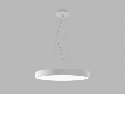 CAMB SLSU Závěsné svítidlo, hliník, bílá, difuzor plast opál, LED 60W, 4200lm,  přepínatelná teplota CCT teplá 3000K, neutrální 4000K, Ra80, 230V, IP20, rozměry d=600mm, h=60mm, lank závěs 2400mm