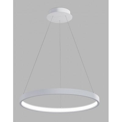 PORKA 40W CCT TRIAC Závěsné svítidlo, hliník, bílá, dif. plast opál, LED 40W, 2800lm, nast.teplota CCT teplá 3000K-neutrální 4000K, stmív. TRIAC, 230V, IP20, tř.1, rozměry d=600mm, vč závěs lank l=2500mm, lze zkr.
