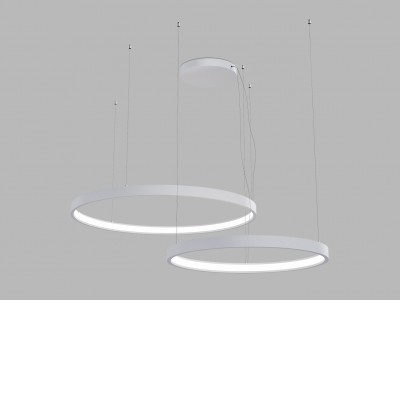 PORKA 100W CCT Zigbee Závěsné svítidlo, hliník, bílá, dif plast opál, LED 100W, 7000lm, TW nast.teplota CCT teplá 3000K-neutrální 4000K, stmív. Zigbee, 230V, IP20, tř.1, d=600+800mm, vč závěs lanka l=2500mm, lze zkr