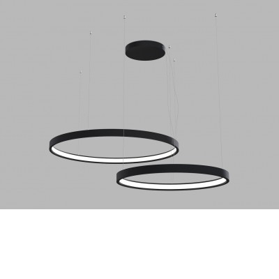 PORKA 100W CCT Závěsné svítidlo, těleso hliník, povrch bílá/ černá/zlatá, difuzor plast opál, LED 100W, 7000lm, nast.teplota CCT teplá 3000K-neutrální 4000K, dle typu stmív, 230V, IP20, tř.1, rozměry d=600+800mm, vč závěs lanka l=2500mm, lze zkr