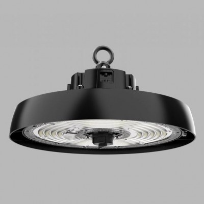 ASTER 100W-200W, IP65 Závěsné průmyslové svítidlo, těleso hliník, černá, dif plast, nast. LED 100W-200W, 16500lm-300000lm, neutr 4000K, Ra80, stmív 0-10V, vyzař. úhel 90°, IK10, 230V, IP65, rozměry d=310mm, h=134mm.