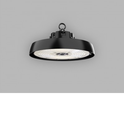 ASTER 100W-200W, CCT IP65 Závěsné průmyslové svítidlo, těleso hliník, černá, dif plast opál, LED 100W-200W, 16500-33000lm, nast. CCT  neutr 4000K-denní 5000K, stmív. 0-10V, Ra80, vyzař. úhel 90°, 230V, IP65, d=310mm, h=175mm.
