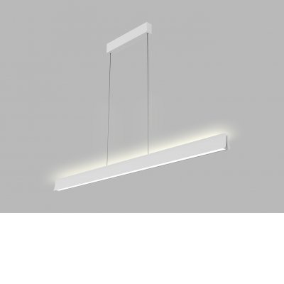 ROUIDRI HL 39W DALI/PUSH Závěsné svítidlo, kov, bílá, dif plast opál, LED 39W, 3120lm, teplá 3000K, stmív. DALI/PUSH, Ra90, UGR<19, 230V, IP20, rozměry 1200x65x35mm, vč závěs lanka l=2000mm, lze zkr., svítí nahoru/dolů.