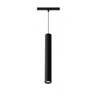DALKO 10W DALI Závěsné bodové svítidlo do 3F lišty, těleso hliník, povrch černá, LED 10W, 800lm, teplá 3000K/neutrální 4000K, stmív. DALI, 48V, IP20, tř.1, rozměry d=50mm, h=400mm, závěsný kabel l=2000mm, lze zkrátit.