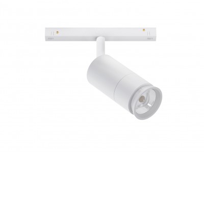 GELEN ZOOM 10W Bodové svítidlo do magnetického systému, nastav. směr svícení, těleso kov, povrch bílá, LED 10W, 800lm, teplá 3000K, stmív. DALI, nast. vyzař. úhel 15°-60°, 48V, IP20, rozměry d=55mm, h=120mm.