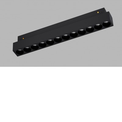 STAK 12W CCT Svítidlo do magnetnetického systému, kov, černá, LED 12W, 1068lm, přepín CCT teplá 3000K/3500K/neutr 4000K, vyzař. úhel 38°, 48V, IP20, rozměry 235x44x22mm