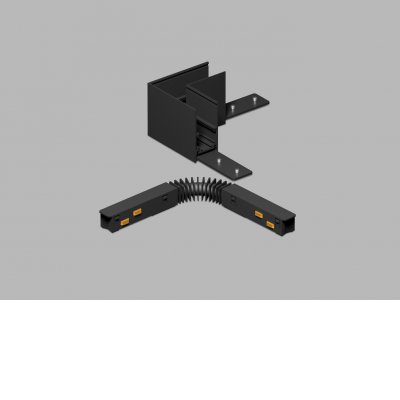 VERT CTH90 48V Rohová L spojka 90°, horizontální odbočení, stropního magnetického systému, materiál hliník, povrch černá/bílá, stmívání DALI, 48V, rozměry 68x53x68mm.