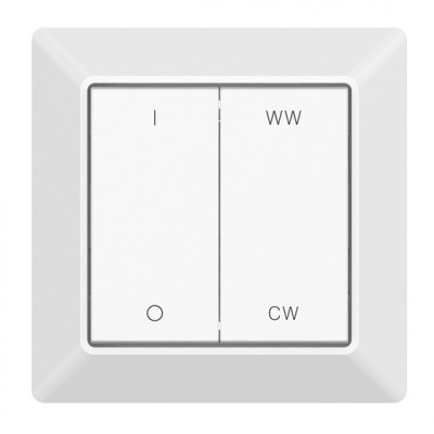 OZB-W-1CH Nástěnný ovladač ZigBee 3.0, pro smart osvětlení  fce zap/vyp, stmívání, nastavení teploty světla CCT, pro 1 skupinu, rozměry 80x80x10mm, napájení baterie, dosah až 30m