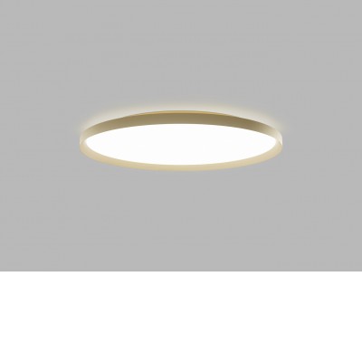 RANDY C Stropní svítidlo, hliník, zlatá, difuzor plast opál, LED 88W, 6160lm přepínatelná teplota CCT teplá 3000K-neutrální 4000K, Ra90, stmív DALI/PUSH, 230V, IP20, d=800mm, h=70mm