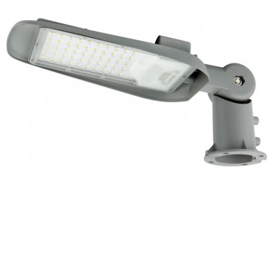 SAMKO 100W Svítidlo pro veřejné osvětlení, nastav. sklon svícení, těleso hliník, povrch šedá, LED 100W, 10000lm, neutrální 4000K, 230V, IP65, rozměry 214x568mm, mont na výložník d=60mm