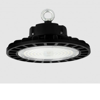 SLUIS UFO Průmyslové svítidlo, těleso hliník, povrch černá, kryt plast čirý, LED 70W/100W/150W/200W, neutrální 4000K, stmív 1-10 nebo DALI, Ra70/Ra80, vyzař. úhel 60°/90°/120°, 230V, PF>0.95, IP65, rozměry dle typu