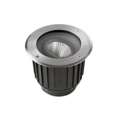 COOL COB výklopné +-15° Zemní svítidlo, nast sklon svícení +-15°, hliník, rám nerez, LED 16W, neutr 4000K, 1638lm, vyzař úh 15° nebo 60°, Ra80, povrch <40°C, 230V, IP67, IK10, stat zát 1,8t, d=185mm, h=156mm, vč. mont. boxu