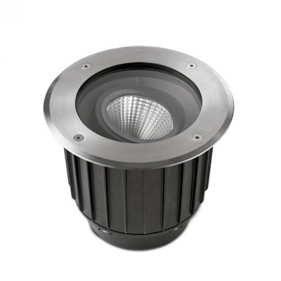 COOL COB výklopné +-15° Zemní svítidlo, nast sklon svícení +-15°, hliník, rám nerez, LED 23W, teplá 2700K, 2208lm, vyzař úh 15° nebo 60°, Ra80, povrch <40°C, 230V, IP67, IK10, stat zát 1,8t, d=223mm, h=177mm, vč. mont. boxu