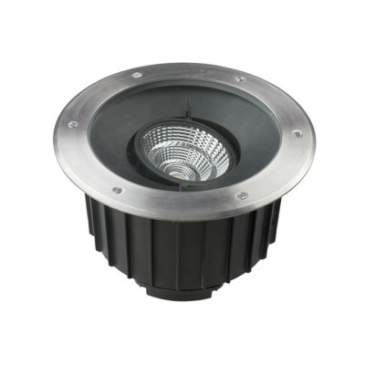 COOL COB výklopné +-15° Zemní svítidlo, nast sklon svícení +-15°, hliník, rám nerez, LED 35W, teplá 3000K, 3056lm, vyzař úh 15° nebo 60°, Ra80, povrch <40°C, 230V, IP67, IK10, stat zát 1,8t, d=300mm, h=177mm, vč. mont. boxu