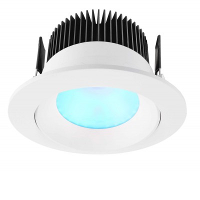 GRADO Vestavné stropní svítidlo, těleso hliník, povrch bílá, LED 16W, teplá 2700K, 710lm, stmívatelné, RGB, Ra80, Ra80, 230V, IP20, rozměry d=110mm.