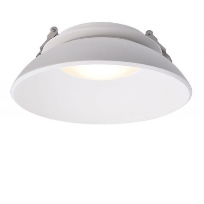 AZUA Vestavné stropní svítidlo, nastav směr svícení, těleso hliník, povrch bílá, LED 14W, teplá 3000K, 980lm, Ra80, Ra80, 230V, IP20, rozměry d=120mm.