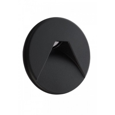 LOSIONE kryt R V Dekorativní kryt pro vestavné svítidlo do stěny, kruhové, materiál hliník, povrch černá, detail trojúhelníkový výřez, rozměry d=85mm.