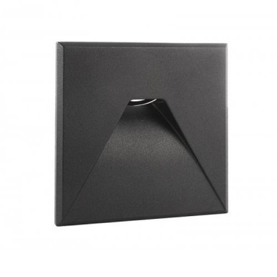 LOSIONE kryt SQ VI Dekorativní kryt pro vestavné svítidlo do stěny, čtvercové, materiál hliník, povrch černá, detail trojúhelníkový výřez, rozměry 85x85x25mm.