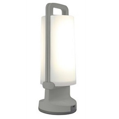 CLAVORUM 1,2W, IP54, Solar Venkovní stolní lampa, těleso plast stříbrná/bílá, dif plast opál, LED 1,2W, 120lm, neutrální 4000K, stmívání STEP, Ra80, 230V, IP54, tř.3, rozměry d=102mm, h=281,5mm, napájení solární panel, USB.